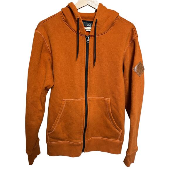 REI Co Op Unisex Zip Up Orange Hoodie Size Small Recreational Equipment - Picture 1 of 5
